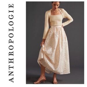 Anthropologie Pankaj & Nidhi Burnout Shimmer Maxi Party Holiday Gold Skirt M